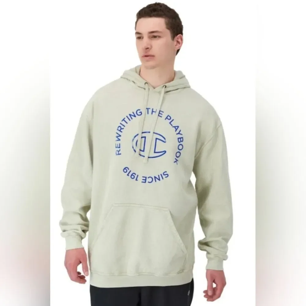 NWT Champion Beige Mineral Dye Graphic Hoodie Size 2XL